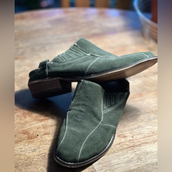 Sundance Catalog Fiel Beatrice Slides Mule Clog Bootie Olive Green Size 10 - Picture 7 of 15